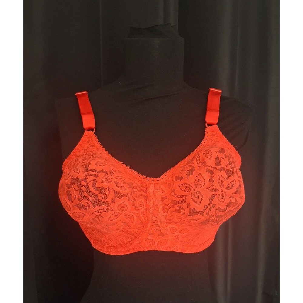 Bali Bra 38D Underwire Red Lace Cups 3432 Adjustable Straps Coquette